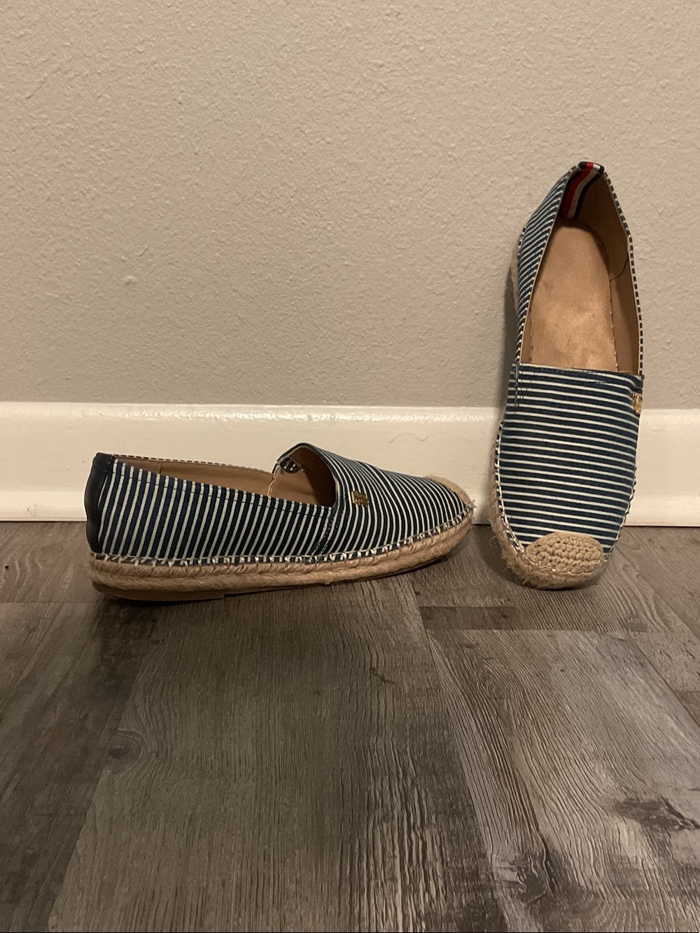 Tommy Hilfiger Navy & White Striped Espadrille Flats